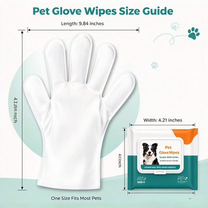 Pet Glove Wipes for Dogs & Cats – 50 Pcs Cleaning & Deodorizing Grooming Wipes with Aloe Vera, No-Rinse Fur Care Gloves for Daily Use & Travel